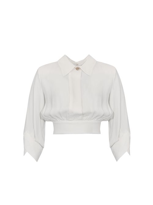 Camicia in georgette di viscosa con fusciacca Avorio Elisabetta Franchi | CA14761E2360